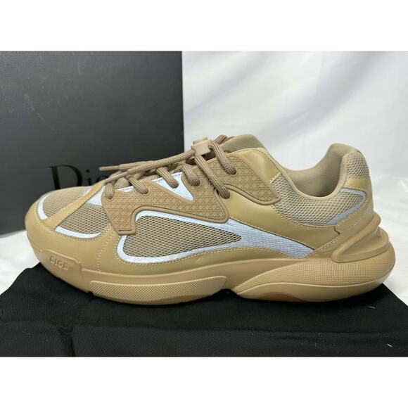 Dior B24 Beige Mesh Leather Trainers Size 46 EU/ 13 US SPB-TS 343339 main image 7